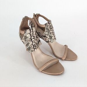 Cole Haan Lise Snakeskin Print Stiletto Heels Tan Black 8.5 party cocktail